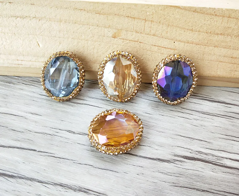 

10Pcs multicolour Faceted Crystal Glass Loose Beads,pave rhinestone Spacer Connector Beads Jewelry Finding BD358