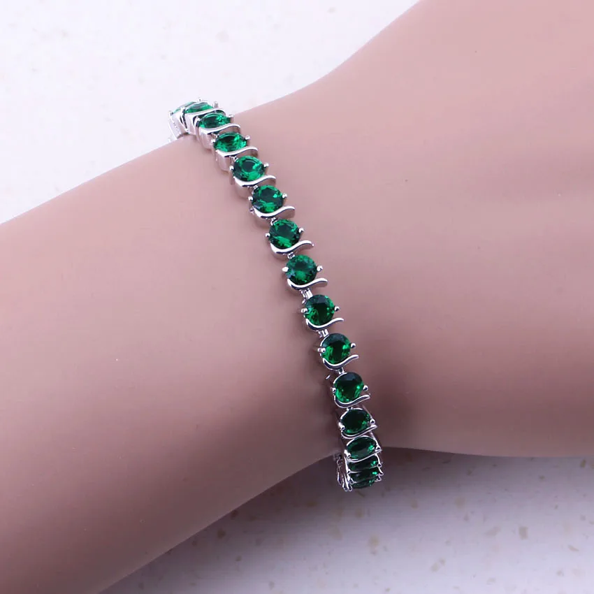 Женские браслеты с изумрудами сверкающие зеленые имитацией изумруда
