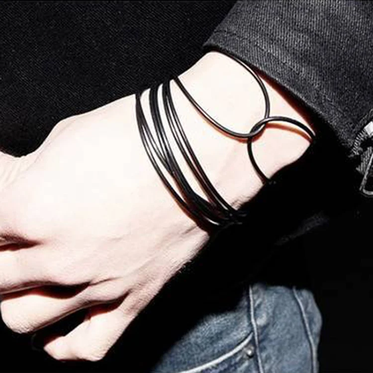 

10 Pcs/Set Black Silicone Rope Bracelets For Men Women Charm Simple Casual Punk Rock Unisex Bracelet Bangles Jewelry Dropship