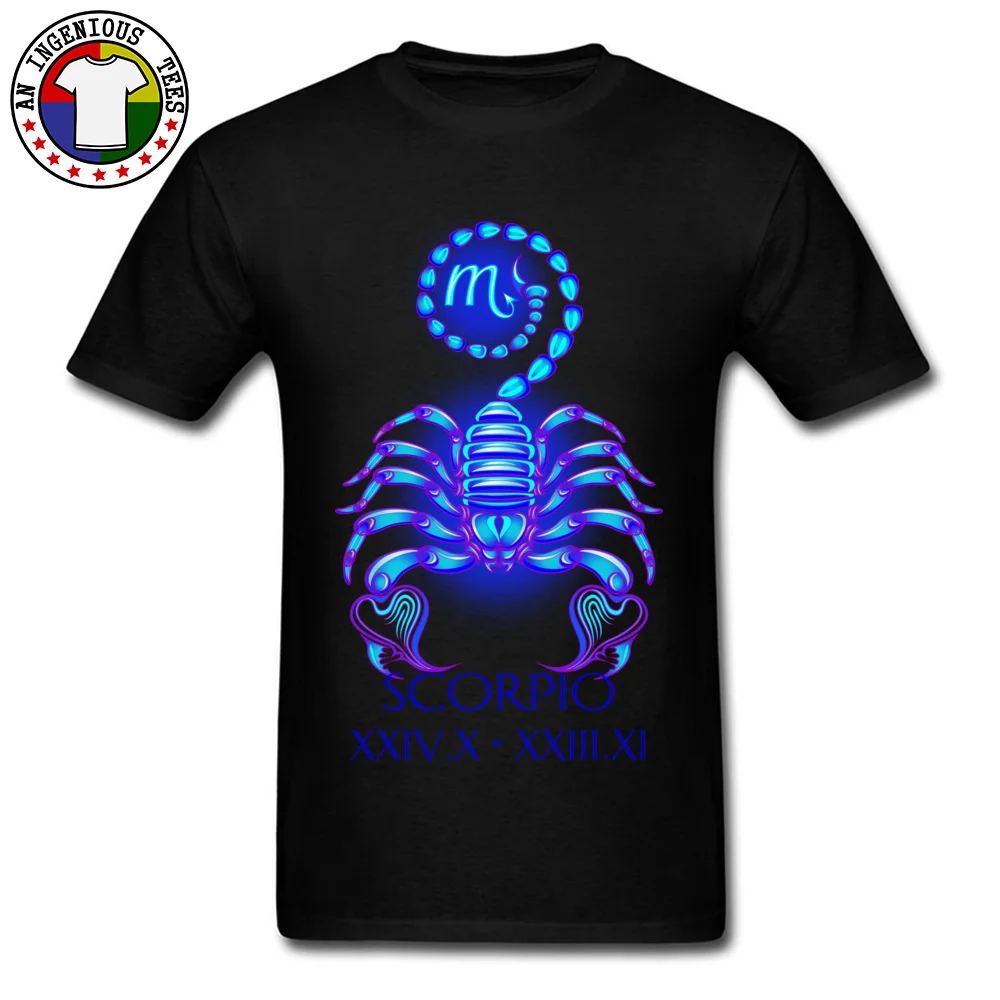 

Blue SCORPIO The Scorpion Zodiac Tower T Shirts Mens Summer/Fall Tops Tees Short Sleeve Round Collar Print Tshirt On Sale