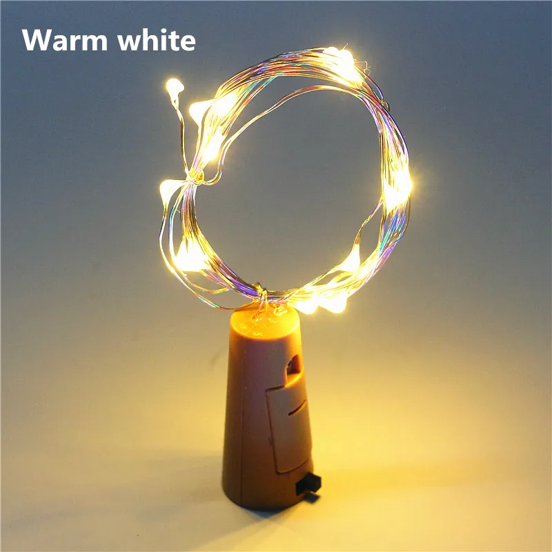 Warm white 2 м светодиодный гирлянда, серебряная проволока, гирлянда, гирлянда для бутылки вина, свет на год/Рождество/День Святого Валентина, Свадебный Праздничный Декор - Испускаемый цвет: Warm white