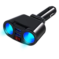 new 2usb car charger with2 cigarette lighter with rotation multi function one trip three dual usb mobile phone charger