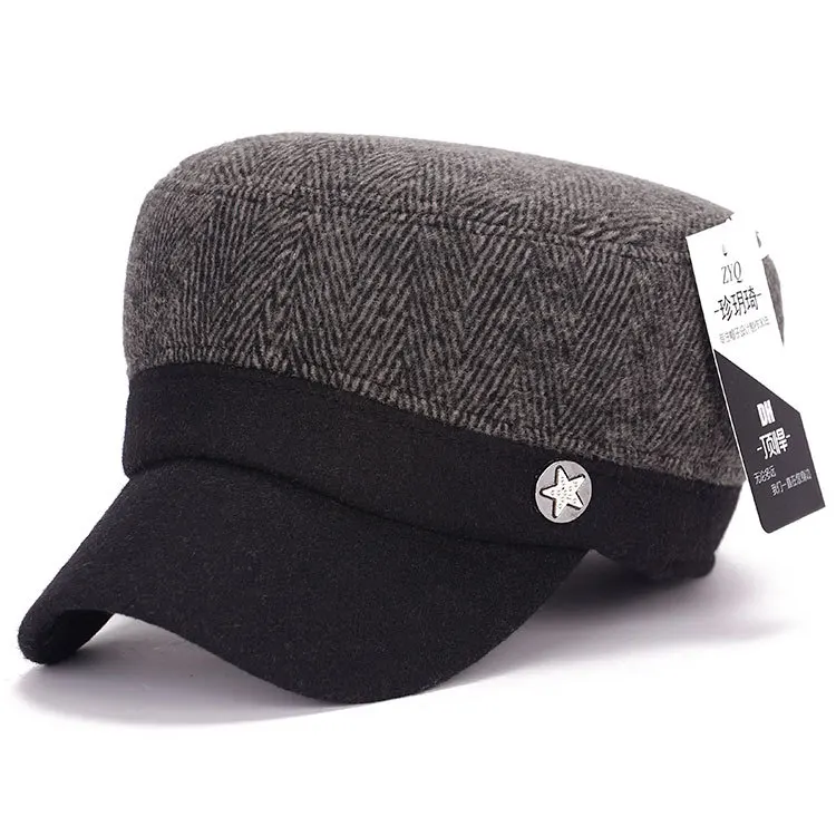 Новое прибытие Зимний теплый шерстяной смешанный плоский Casquette спортивный