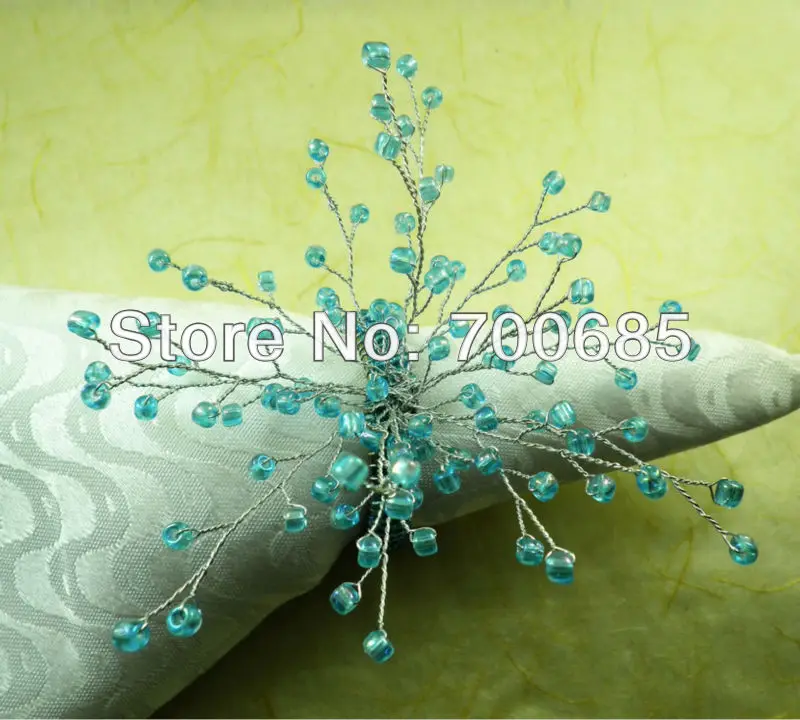Зеленые стеклянные бусины кольцо для салфеток держатель оптом|beaded napkin rings|napkin