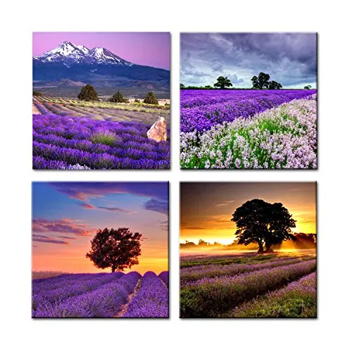 4 шт. настенные картины с изображением лаванды|art print|landscape paintingpainting canvas |