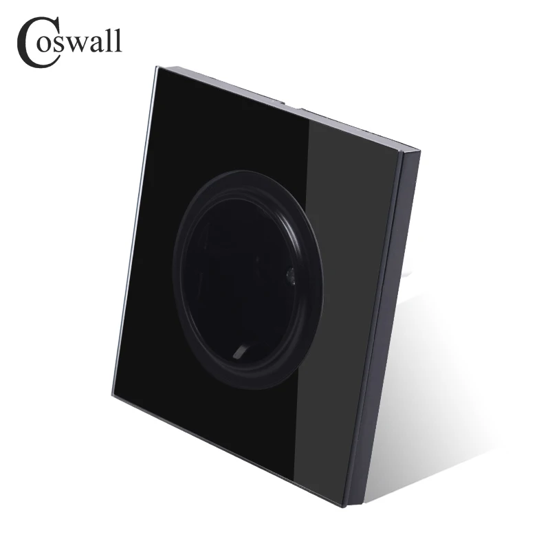 Розетка Coswall настенная с заземлением и защитой от детей черная прозрачная