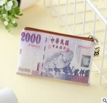 Taiwan dollars Творческий Роман Для женщин бумажные деньги бумажник мужчины холст милые портмоне Мода Организатор сумка молнии сцепления дети держатель для карт - Цвет: Taiwan dollars
