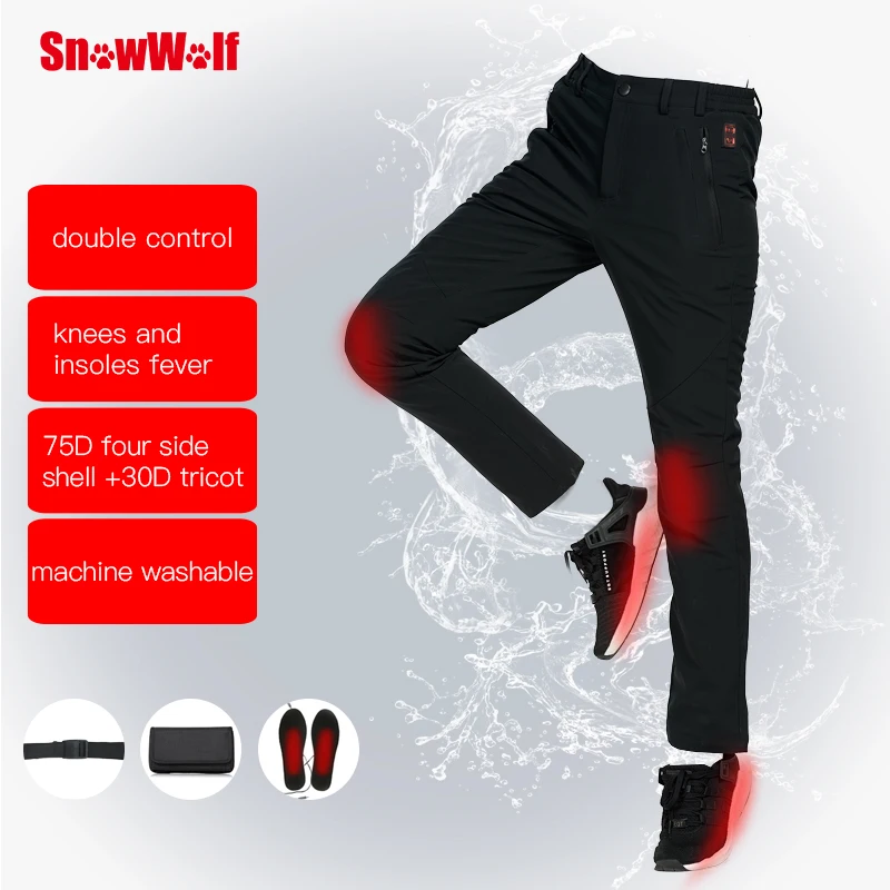 SNOWWOLF, женские зимние штаны для улицы, с электрическим подогревом, спортивные походные брюки, водонепроницаемые, дышащие, термальная одежда для рыбалки