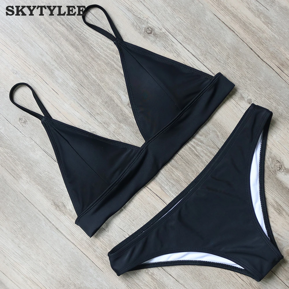 MOOSKINI Brand 2018 Hot Solid Swimwear Women Swimsuit Bikini Set Sexy Bandage Brazilian Biquini Push Up 3 Color Beachwear |