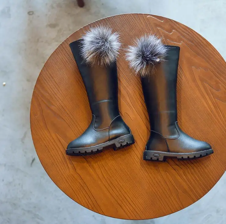 Детская обувь новинка осень-зима 2019 Сапоги выше колена для девочек с меховым