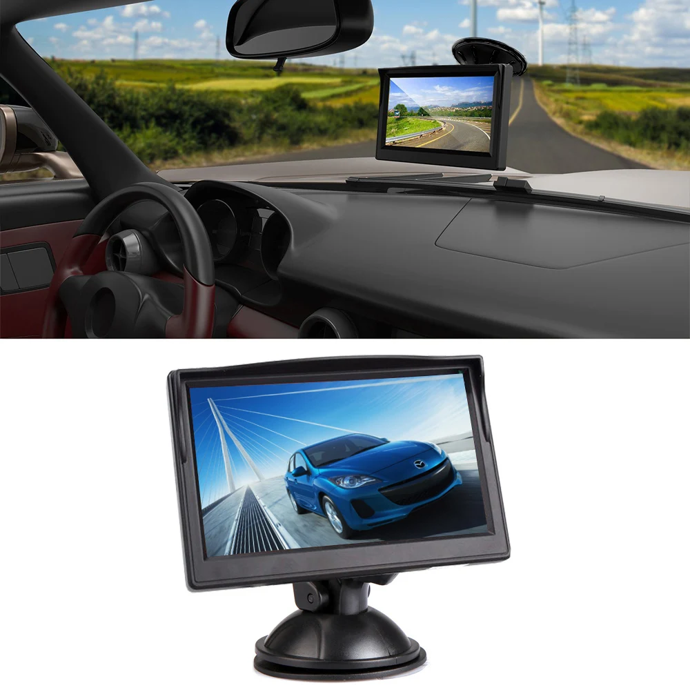 

Podofo 4.3" Mini Monitor TFT LCD Rear View Monitor Parking Rearview System For Backup Reverse Camera Support VCD DVD Auto TV