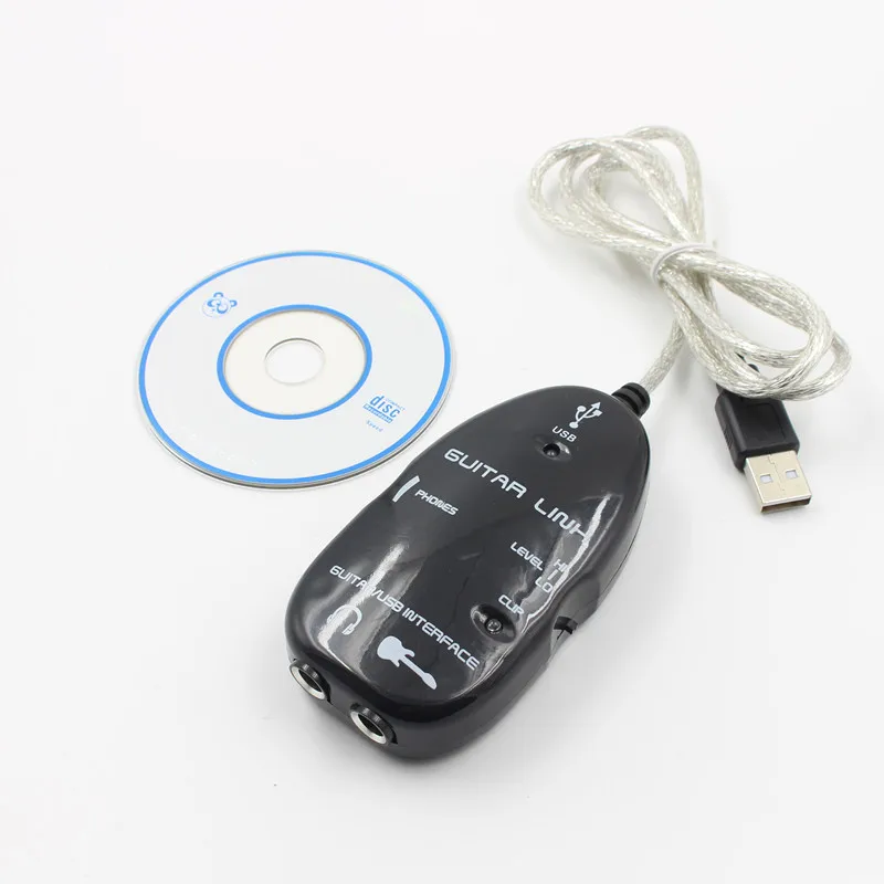Черный адаптер для электрогитары с USB-интерфейсом соединительный кабель