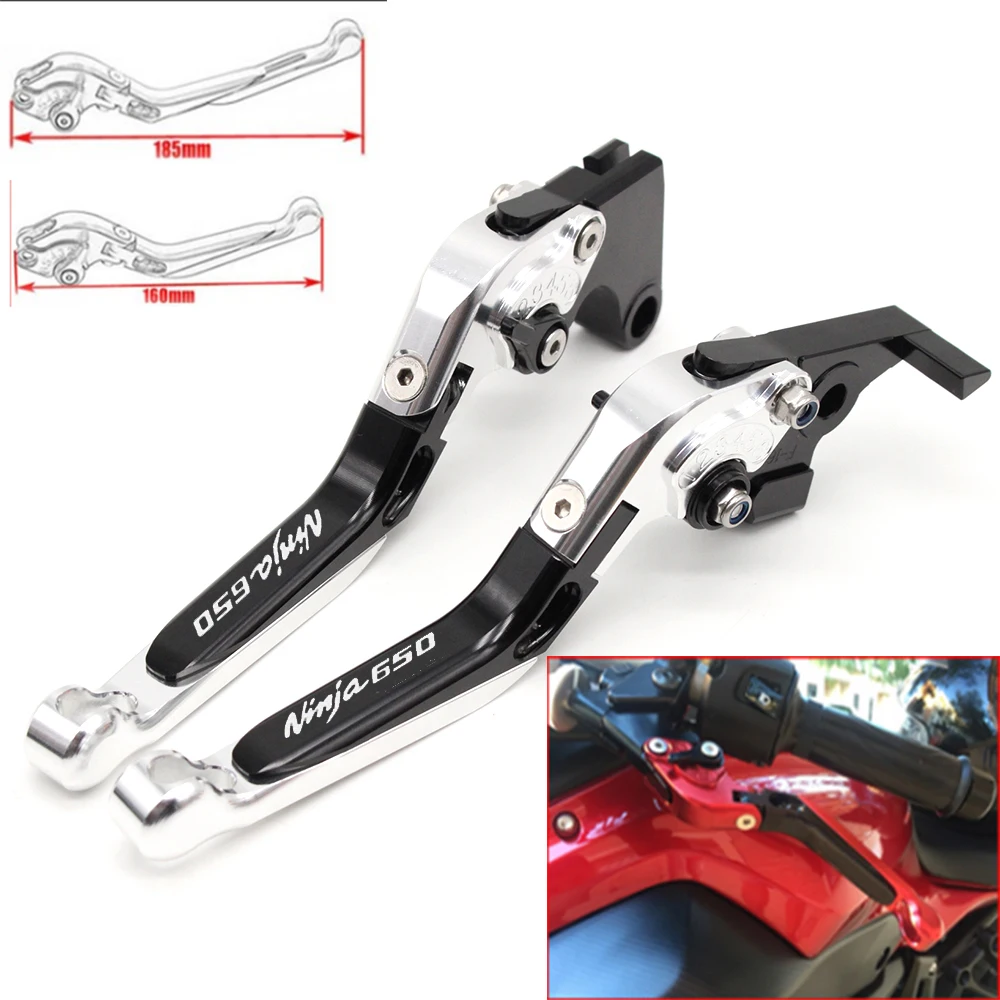 

Motorcycle CNC Adjustable Foldable brake Clutch Levers for Kawasaki NINJA 650R 2009 2010 2011-2014 2016 with Logo(NINJA 650)
