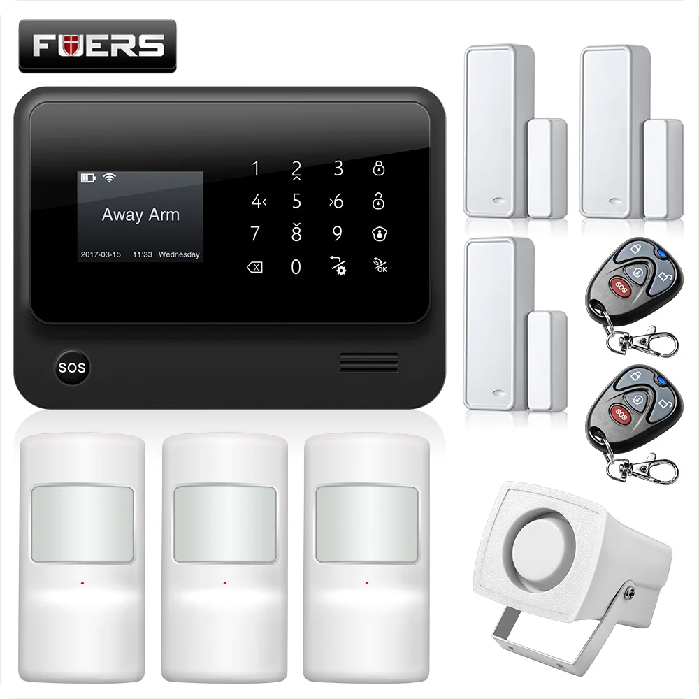 kit1 Fuers, новинка, G90B, 3g, 2,4G, WiFi, GSM, SMS, беспроводная домашняя система безопасности, IOS, Android, приложение, дистанционное управление, комплект сигнализации - Цвет: kit1