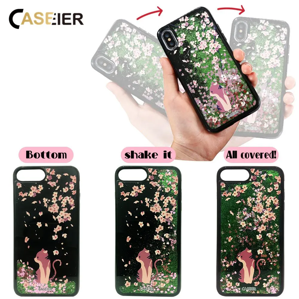 CASEIER Bling Flower чехол для телефона iPhone 6 6s 7 8 3D зыбучий песок X Plus Чехлы жидкий корпус