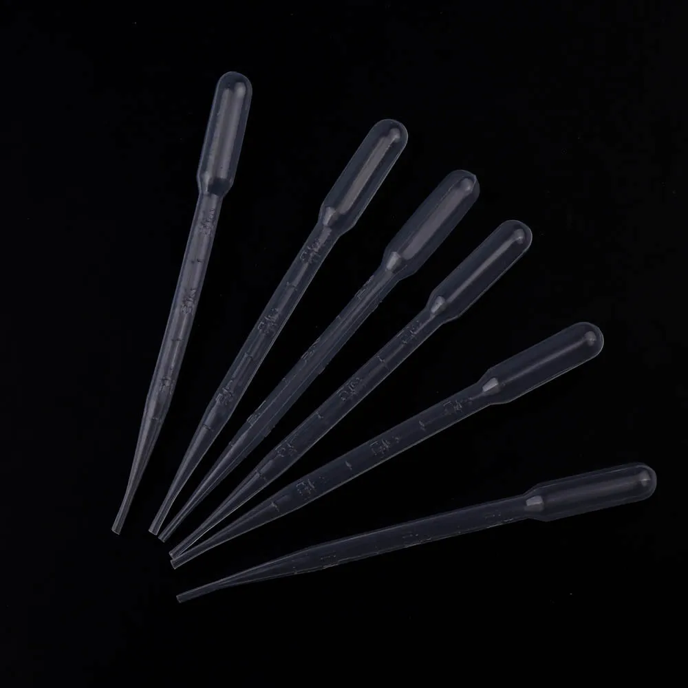 

100 Pieces 3ml Transparent Pipettes Disposable Safe Plastic Eye Dropper Transfer Graduated Pipettes For Resin Silicone Mold