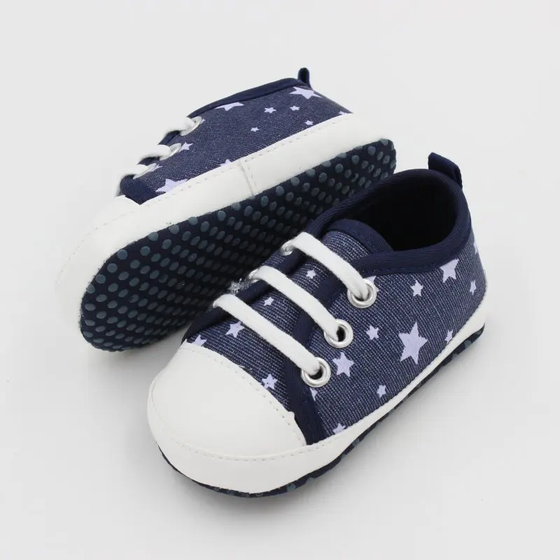 Newborn Baby Boy Girl Toddler Shoes First Walker Canvas Star Printing Lace-Up Autumn Spring For Kids |