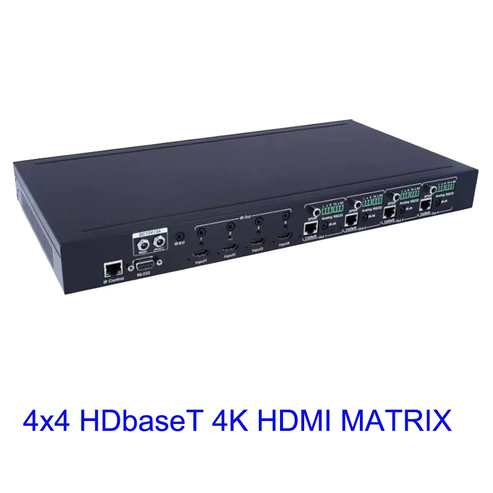 PUZHIJIE 4x4 HDBaset Matrix 4X4 HDMI Extender Switcher 2 0 HDCP2.2 4K 60HZ с 4 POE приемниками по UTP кабелю|Кабели HDMI| |