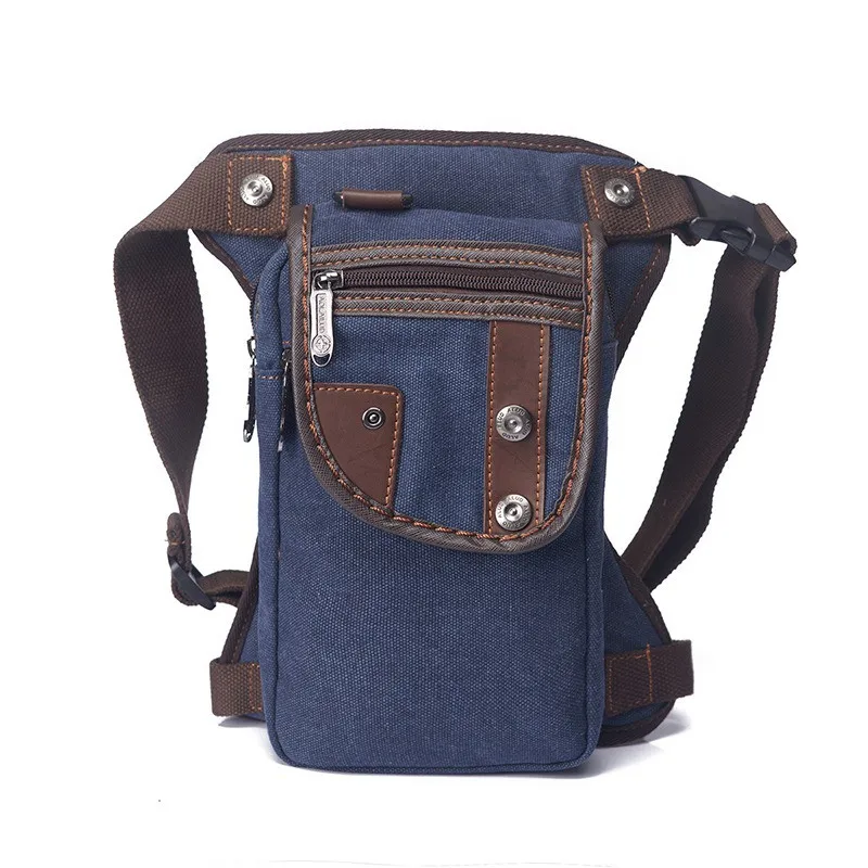 canvas blue Новая модная Водонепроницаемая холщовая поясная сумка Повседневная дорожная мужская сумка мотоциклетная сумка поясная сумка 5 цветов - Цвет: canvas blue