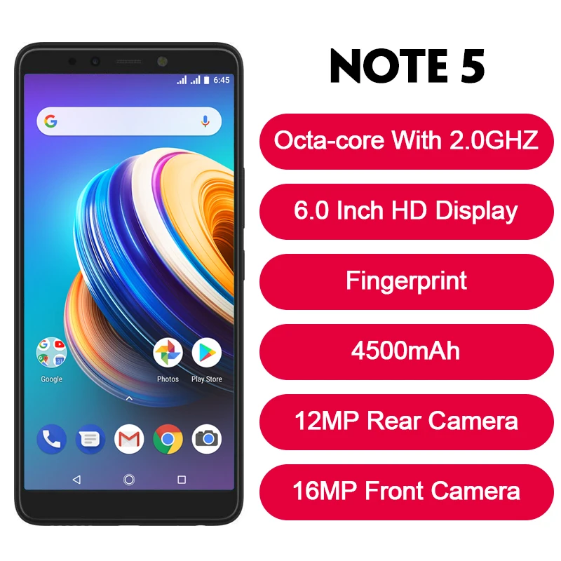 Смартфон Infinix NOTE 5 32G 3G Android One 6 0 дюймов 16 МП отпечаток пальца 4500 мАч Octa