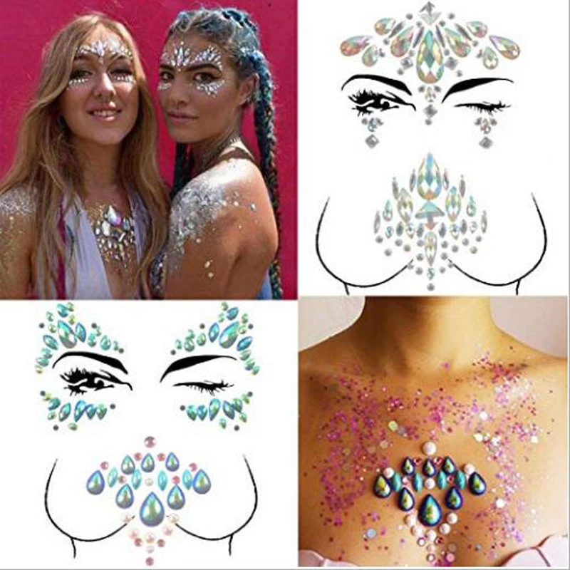 5 шт./лот 3D Кристалл Блеск Jewels татуировки Стикеры лица и тела Art Самоцветы