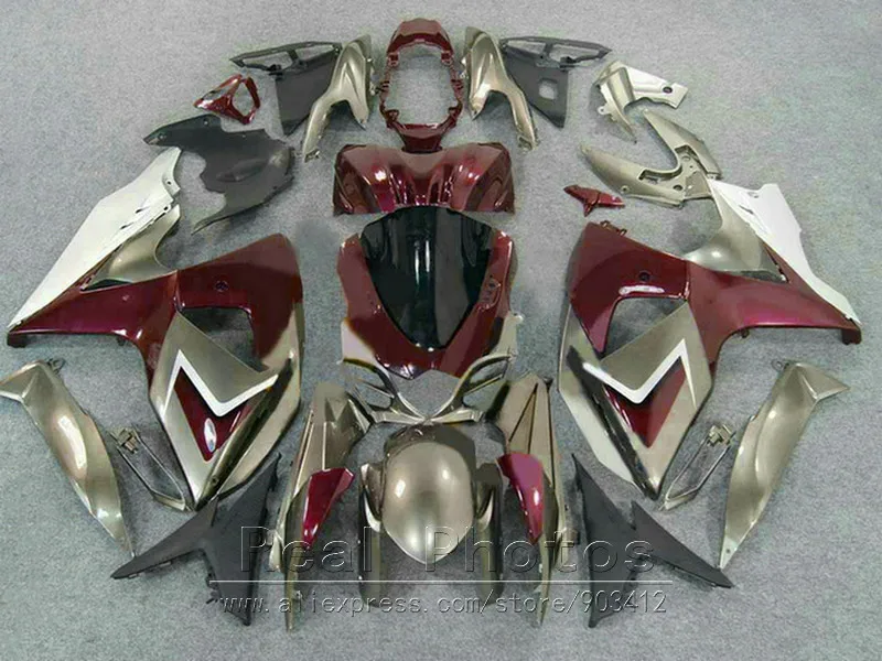 

Лидер продаж, комплект обтекателей для литья под давлением для Suzuki GSXR1000 09-12, винно-красный, серебристый, черный, Обтекатели 2009-2012 GSXR1000 NB22