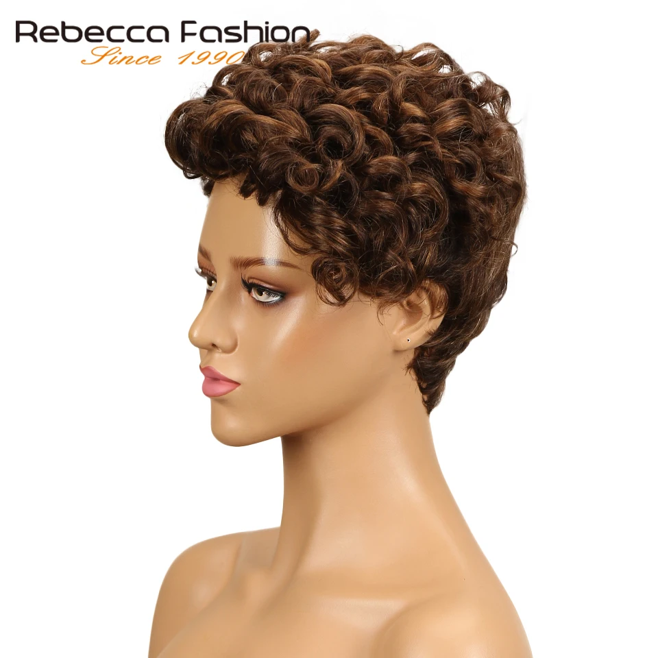 Rebecca Ombre Короткие Природные мечта вьющиеся волосы парик перуанский Remy