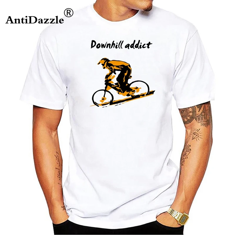 Забавный велосипед наркоман MTB Горный Байкер цикл Футболка Мужская Crewneck короткий