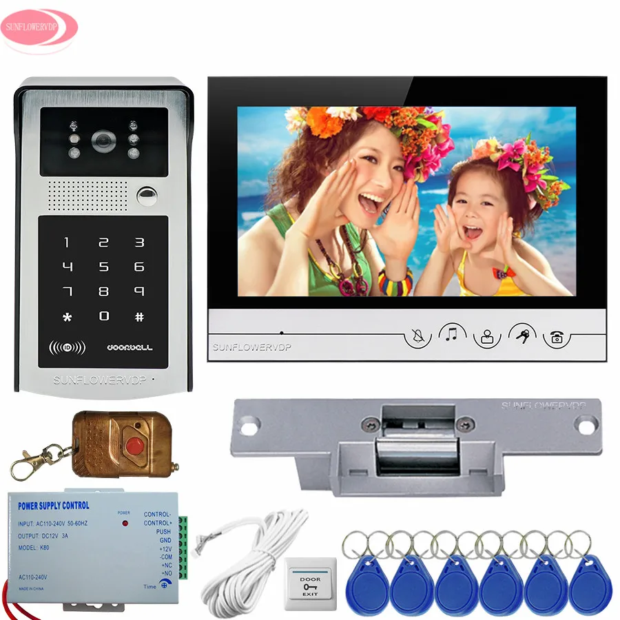 Домофон для видеодомофона 9 ''сенсорные клавиши внутренней связи дома RFID