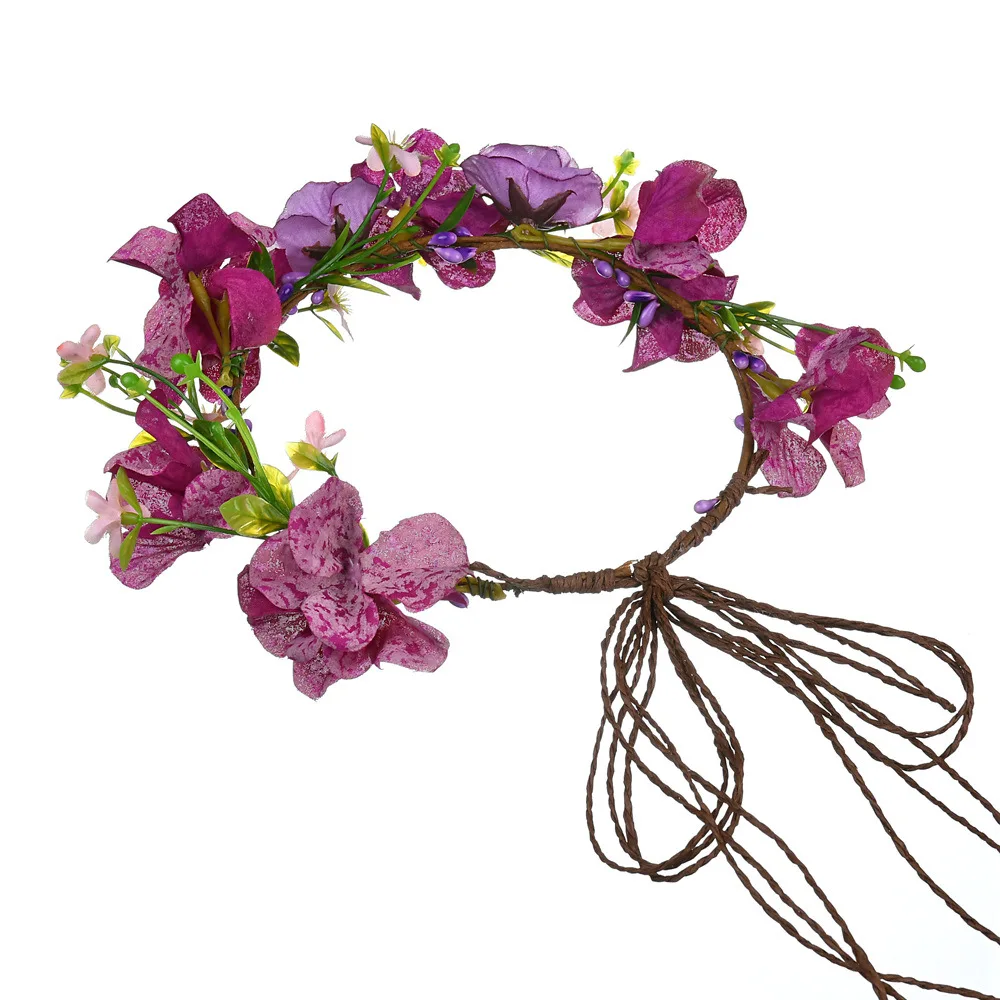 Женская лента для волос невесты с фиолетовым цветком и короной Свадебная