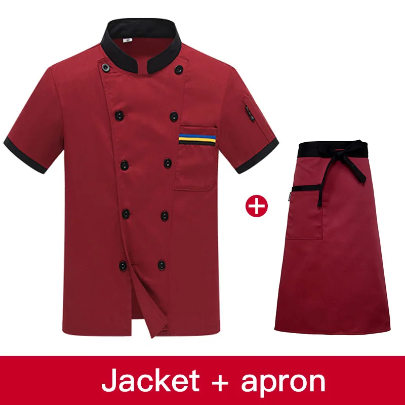 jacket apron Унисекс Кухня шеф-повар Ресторан повара рубашка Услуги хлебобулочные изделия из дышащего материала двубортная шеф-повар платье шеф-повар куртка фартук - Цвет: jacket apron