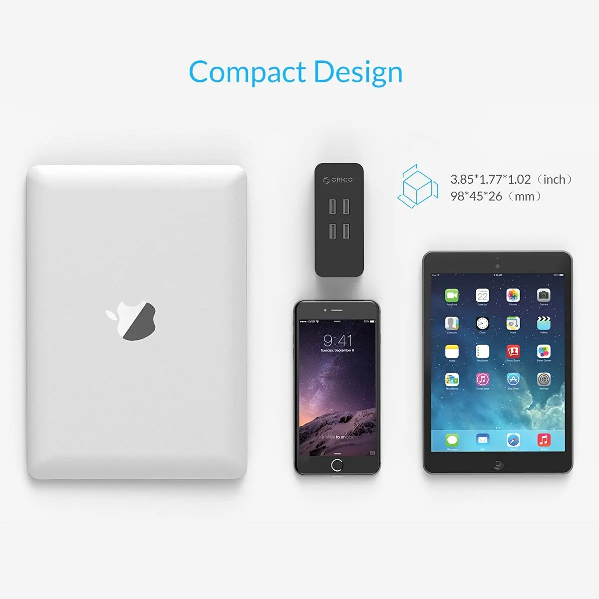 ORICO 4 порта USB зарядное устройство 5V2. 4A Макс 20 Вт мини настольное для iPhone 7 7plus iPad Air 2