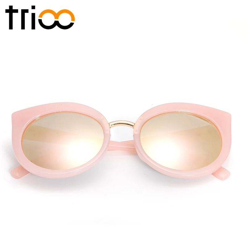 Trioo UV400 защиты дамы кошачий глаз солнцезащитные очки негабаритных Круглый кот Óculos de sol градиент объектив высокой моды люнет de soleil