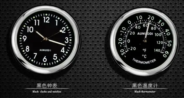 Black clock temperat Светящиеся Авто Калибр часы Автомобильный термометр мини автомобиль вентиляционное отверстие кварцевые часы с зажимом автомобильный воздуховод Часы Автомобиль Стайлинг - Название цвета: Black clock temperat