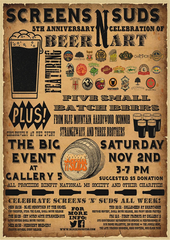 Beer Retro poster Home Furnishing decoration Kraft Poster Drawing Painting Wall stickers - Color: Burgundy