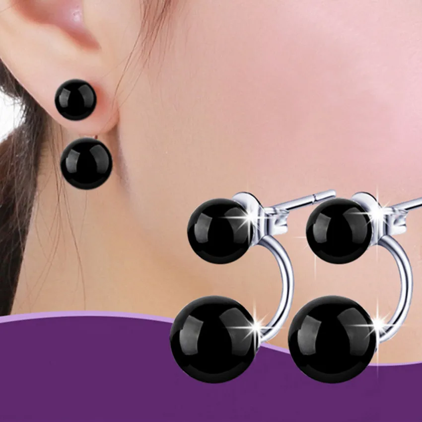 

S925 Stamp silver new black red earrings lovely fashion jewelry for women two wearing a high-quality manufacturers, wholesale