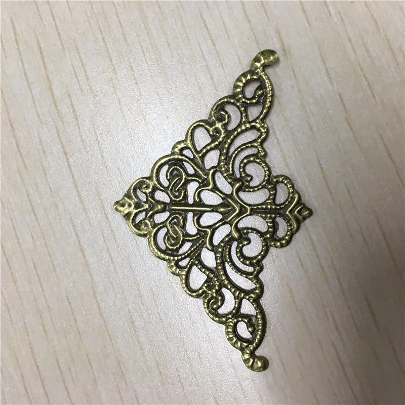 Треугольные цветочные обертки филигрань кабошон старинная бронза с плоской