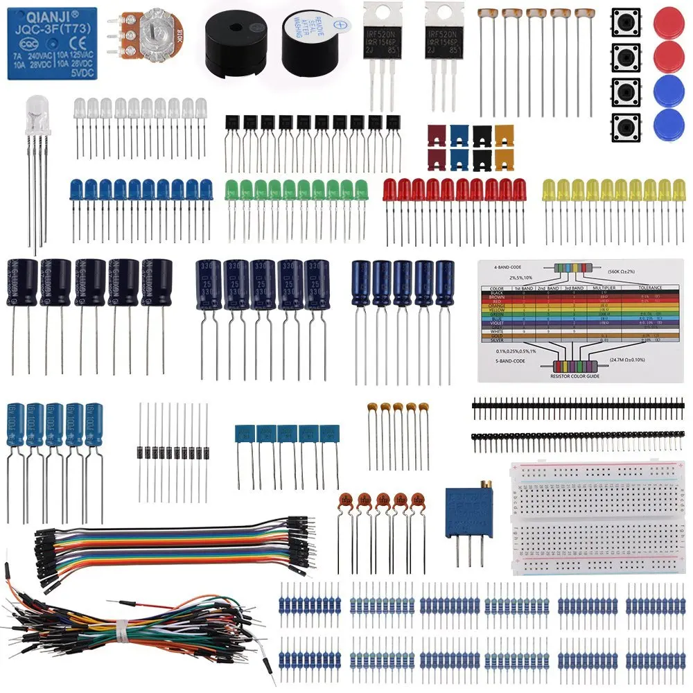 Keywish электронный компонент база Забавный комплект для Arduino Raspberry Pi комплект с макетной платой кабель резистор, конденсатор, светодиодный