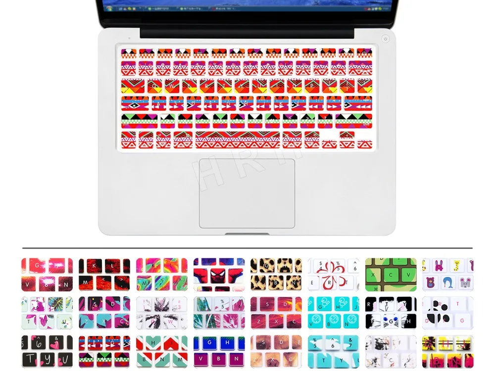 Силиконовая наклейка с цветами радужная клавиатура чехол защита кожи для Apple Mac
