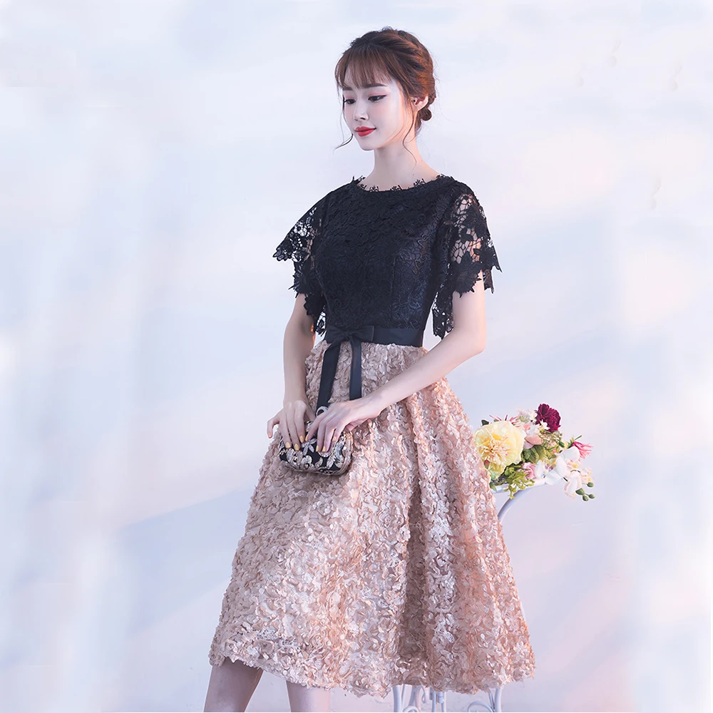 Vestido de festa новинка 2018 короткое платье для выпускного вечера черное с кружевом