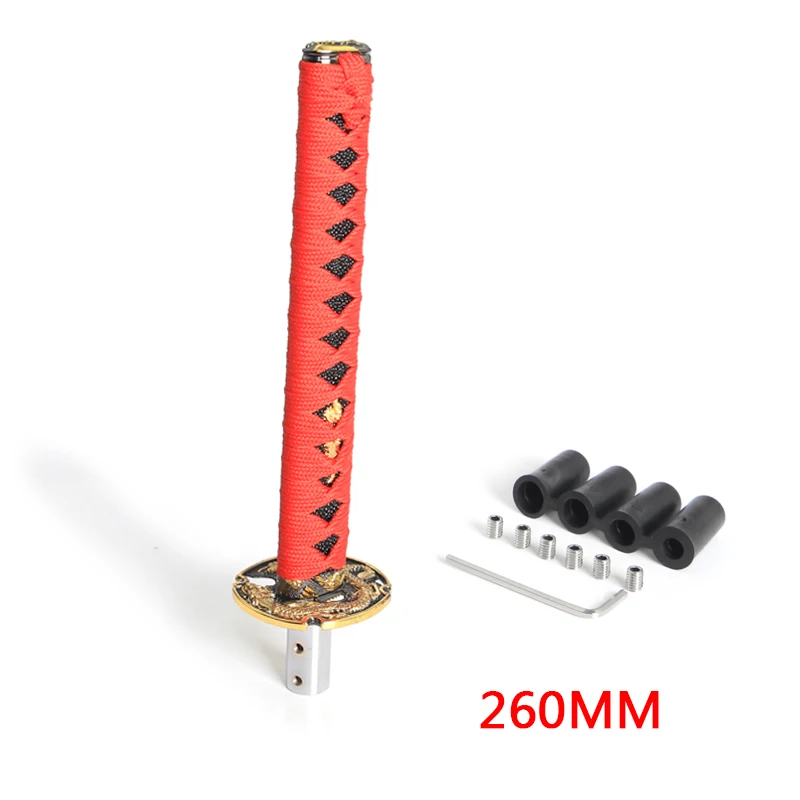 Jdm style Short Samurai Sword Shift Knob Shifter 150mm Metal Weighted Sport Katana Shift Knob - Название цвета: red260mm