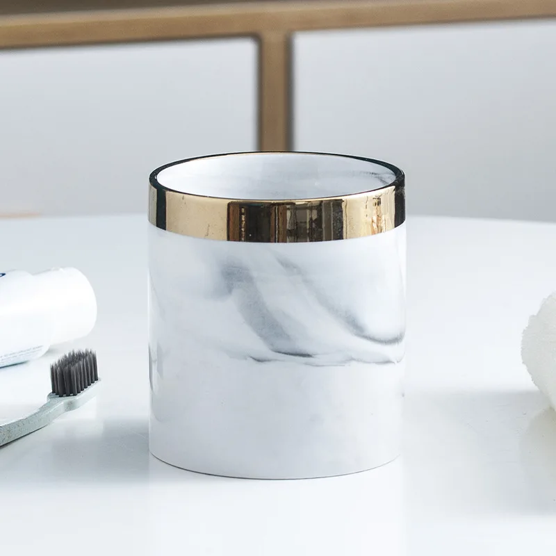 Скандинавский набор для ванной комнаты керамический Мраморный держатель зубной