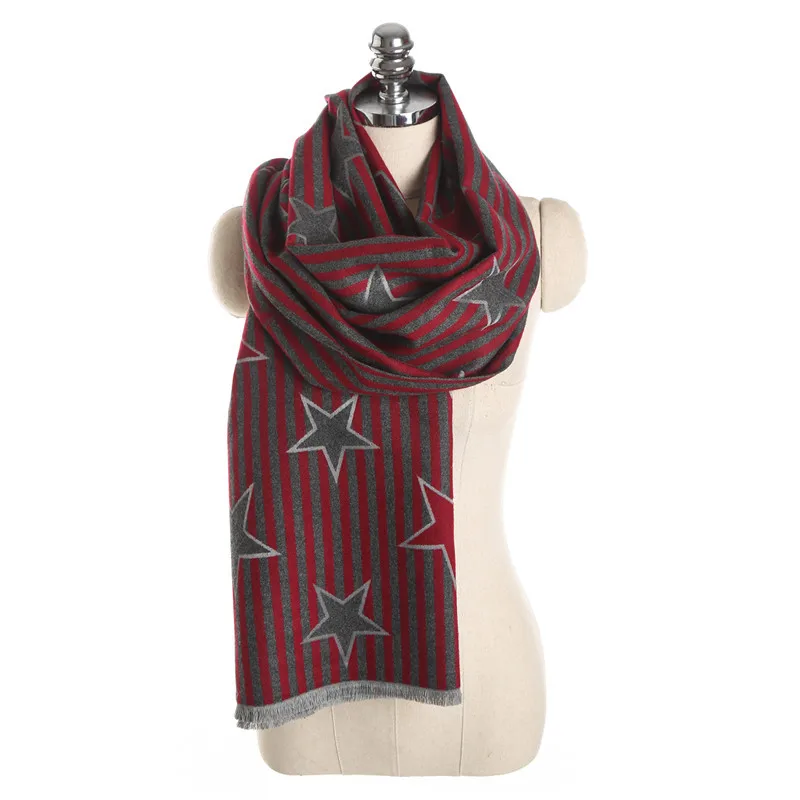 

Women Scarf Striped Cashmere Scarves Lady Winter Knitted Thick Wool Warm Scarf Luxury Brand Female Long Bandana Shawl 190*65cm