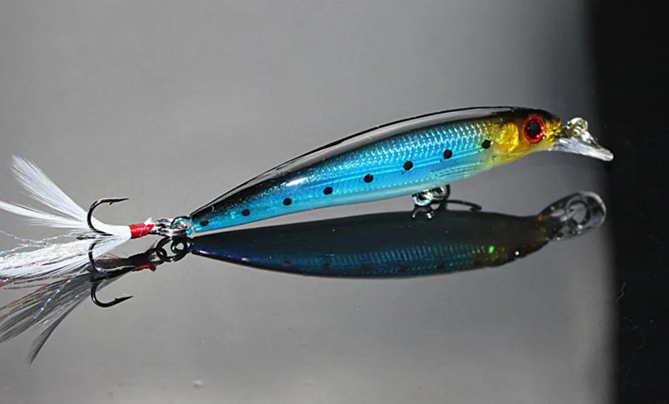 10PCS/lot 9CM/8G Lure Kit fish tackle artificial hard bait plastic lures swimbait wobbler feather Minnow Fishing lure | Спорт и