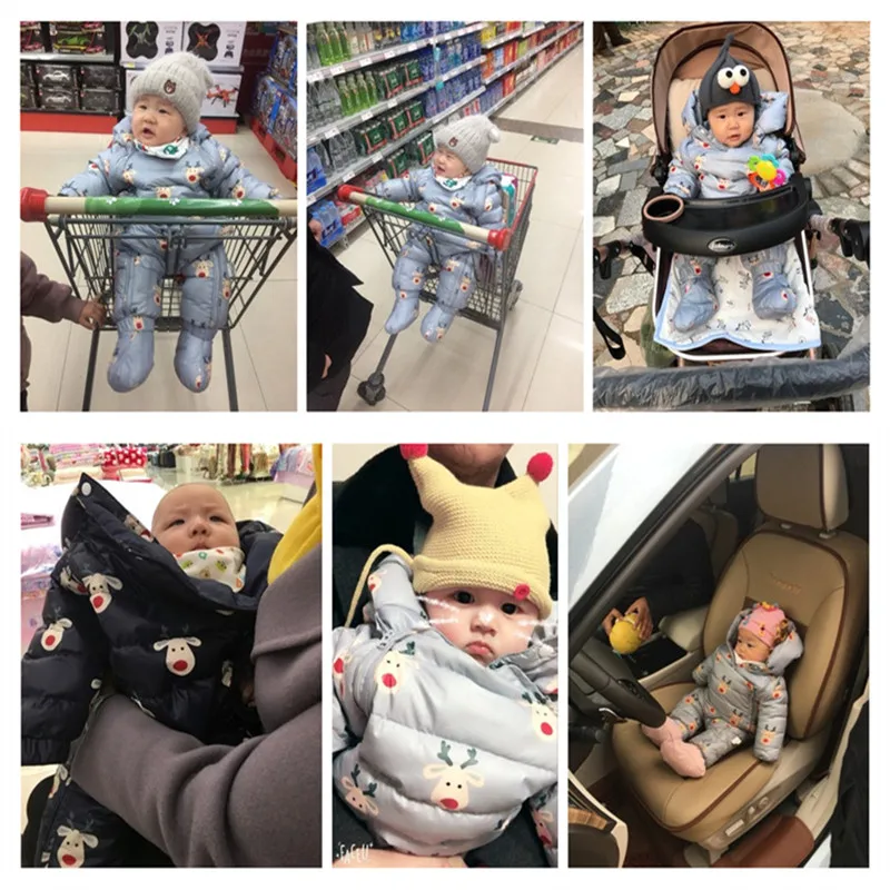 

For RU Winter White Duck Down Baby Rompers Baby Snowsuit Infant Boy Girl Cartoon One-piece Outfit Children's Down Clothing