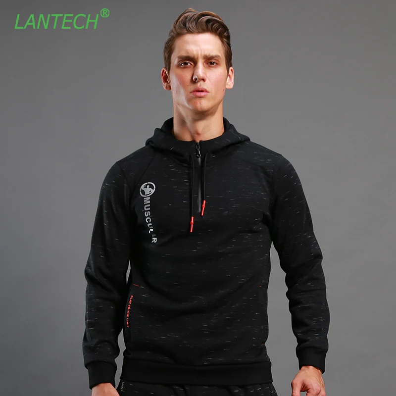Lantech Для мужчин с капюшоном Jogger Фитнес упражнения зимняя куртка длинным рукавом