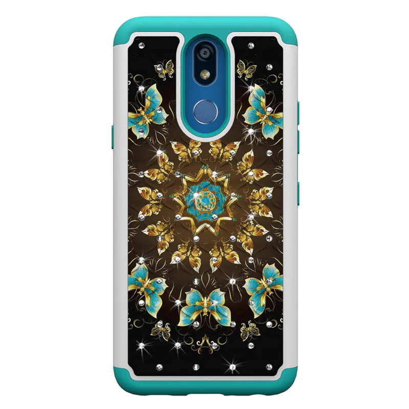 Half butterfly Гибридный блестящий чехол для LG V40 K40 K30 K10 K8 G7 Q7 Блестящий сияющий блеск Чехол Defender для LG G8 ThinQ двухслойный - Цвет: Half butterfly