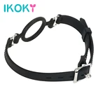 Черная затычка IKOKY для фиксации орального кляпа кляп намордник с кольцом бандажный ремень секс-игрушки товары для свадебных пар