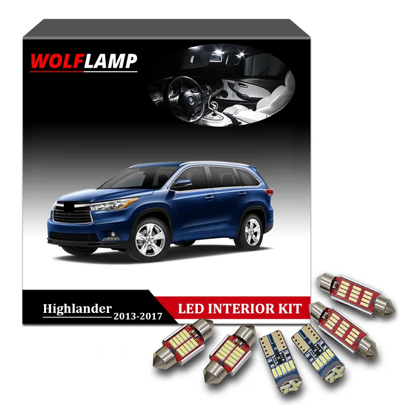 Wolflamp 12 шт. белые светодиодные с Canbus светильник ры для 2013 2017 Toyota Highlander карты