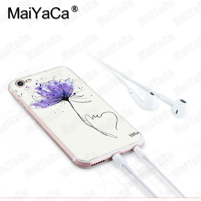 MaiYaCa для iphone 7 6 X чехол с акварельным цветком Одуванчик Лотос Лаванда чехол для телефона для iphone 8 7 6 6S Plus X 10 5 XS XR XSMAX